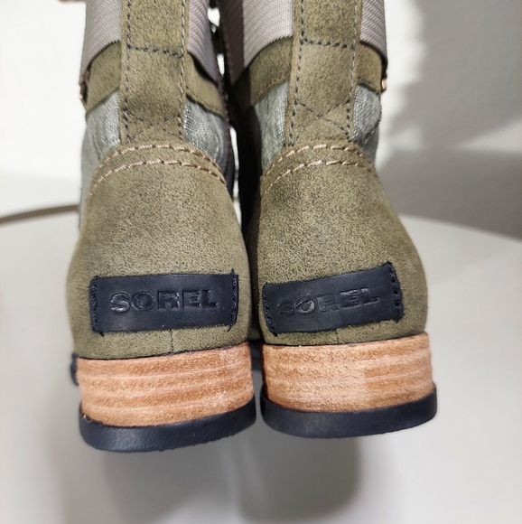 SOREL Major Carly Olive Green Suede Canvas Lace Up Combat Boots Women's Size 6.5 - Picture 9 of 16